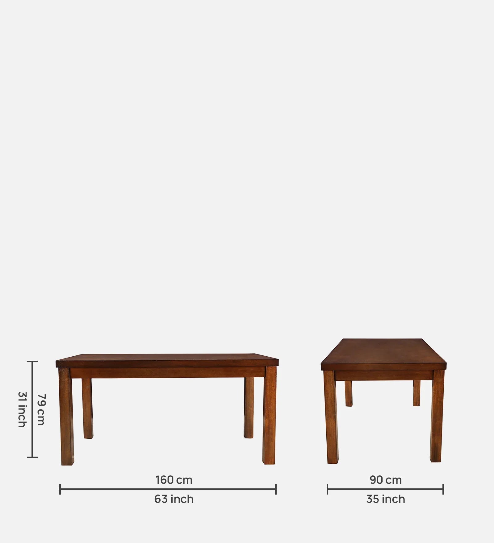 Shore Rubber Wood Six Seater Dining Table in Rio Brown Colour - HomeTown