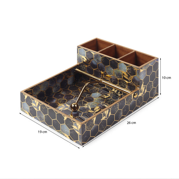 De Massion Gilded Hive Cutlery and Tissue Holder dimensions