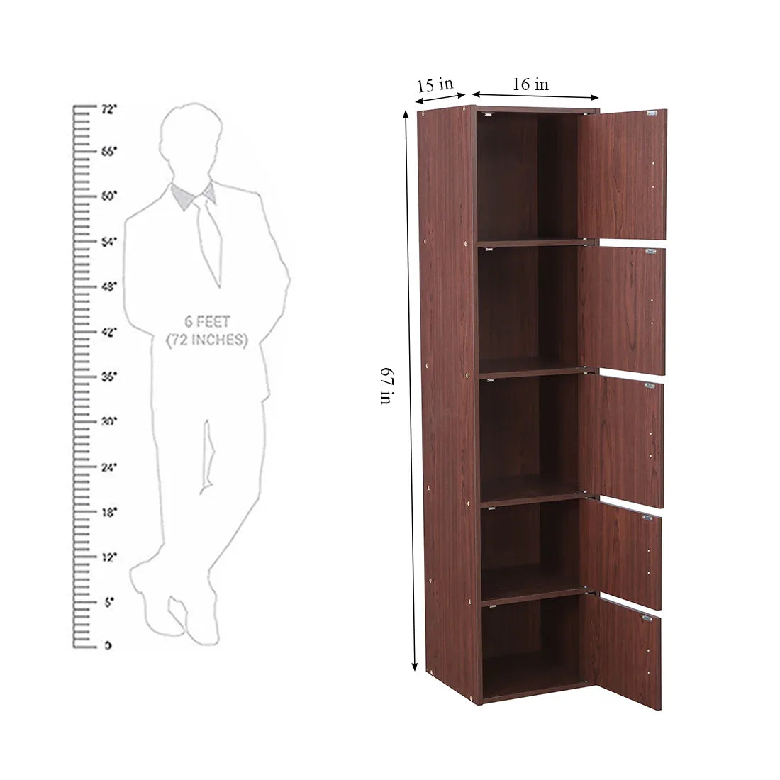 Albert Engineered Wood 5 Tier Cabinet in Cherry Brown Colour - HomeTown