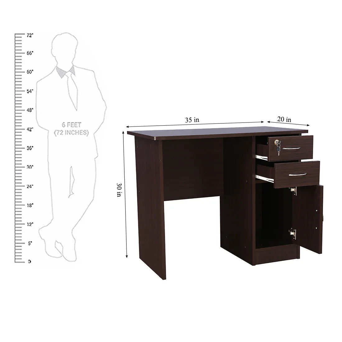 Simply Engineered Wood Study Table with 3 Drawer in Walnut Colour - HomeTown
