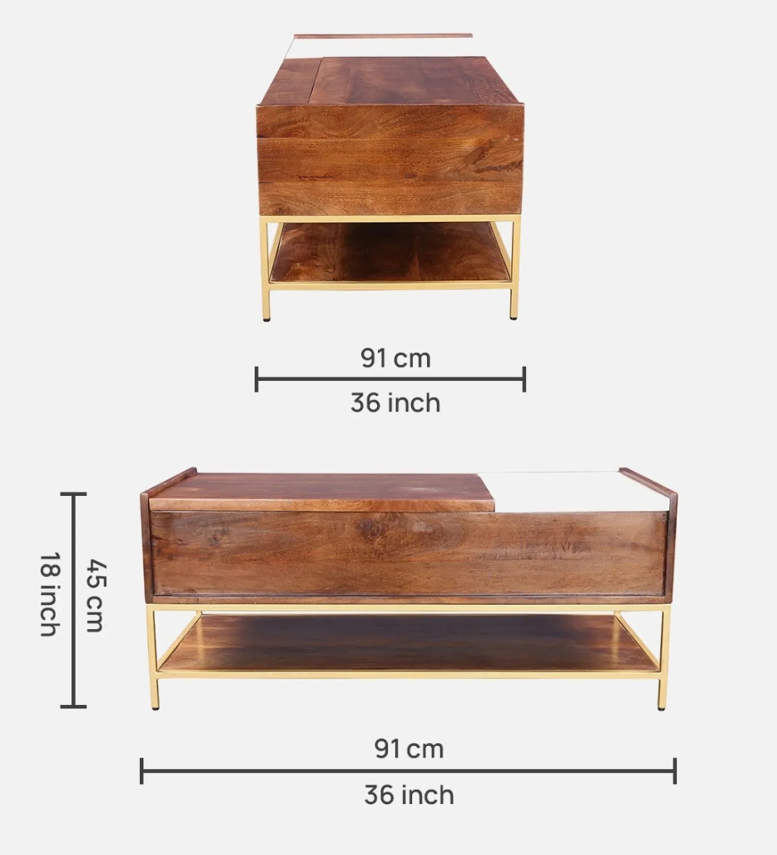 Crema Marble Top Center Table in Brown Colour - HomeTown