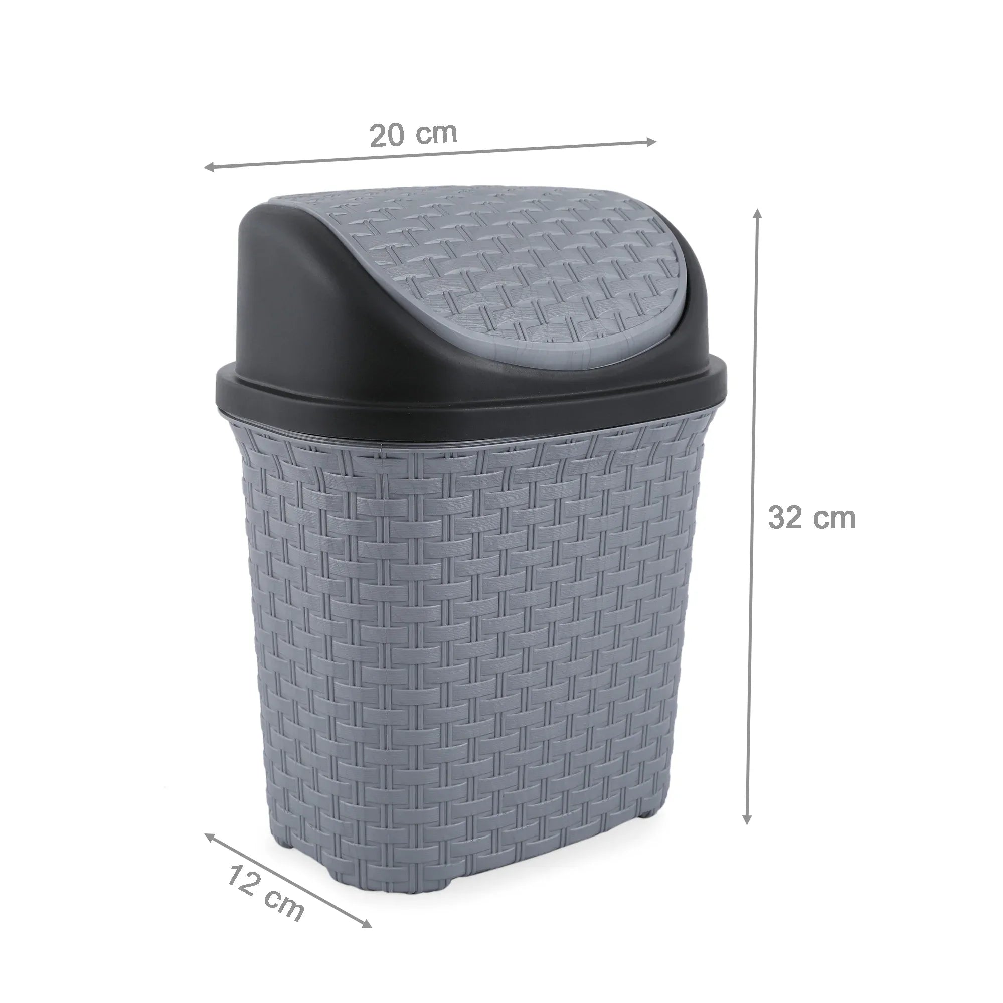 Brio Plastic Swing Dust Bin 6 Ltr in Grey Colour - HomeTown
