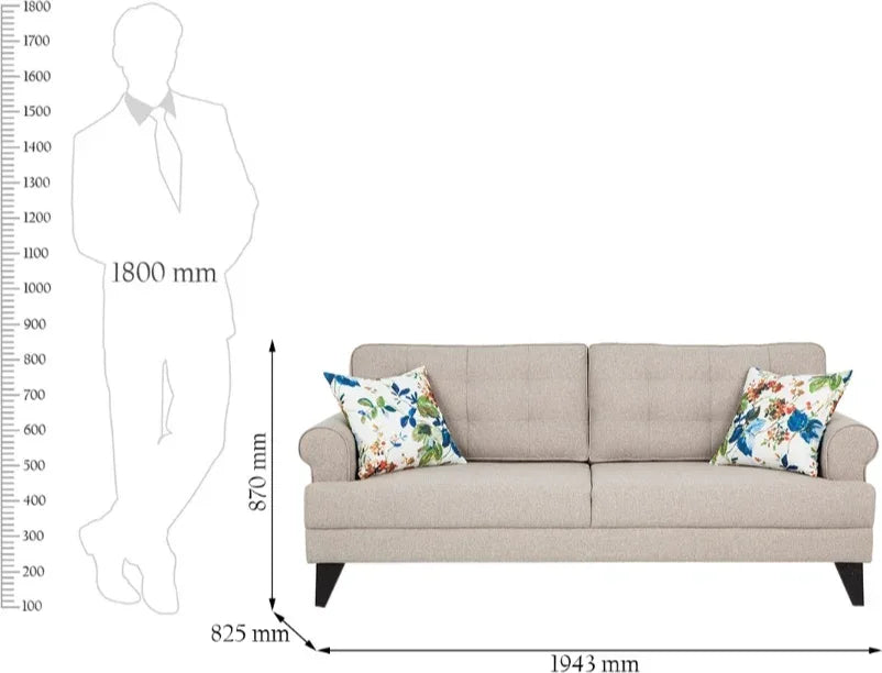 Paddington Fabric 3 Seater Sofa - HomeTown