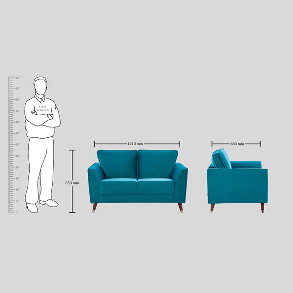 Magnific Velvet Sofa 2 Seater Green dimensions