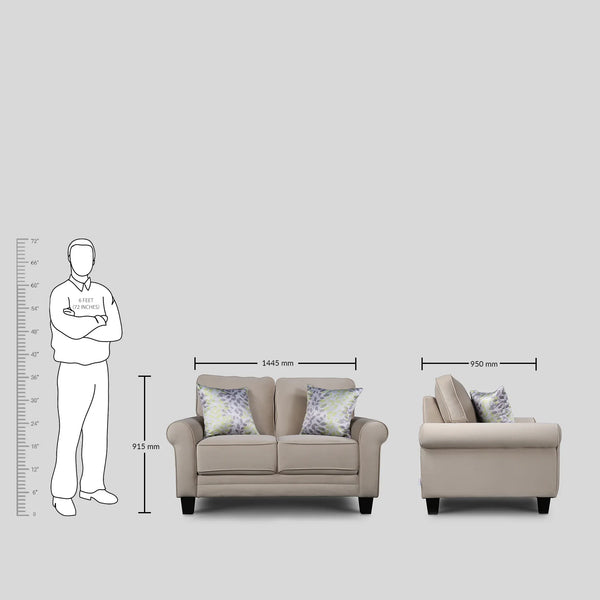 Claire Velvet Sofa in Beige Color | 2 Seater dimensions