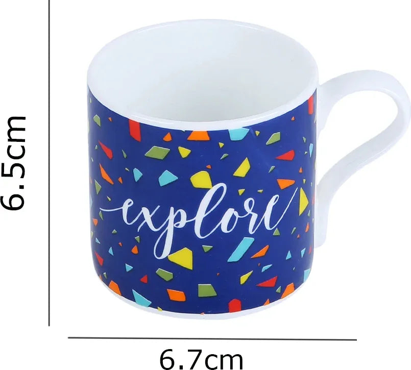 Milan Ceramic 220 Ml Tea Mugs Set Of 6 in Multi Colour - HomeTown