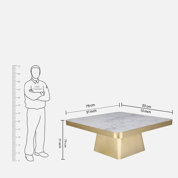 Thomas Marble Center Table in Gold and White Colour dimensions