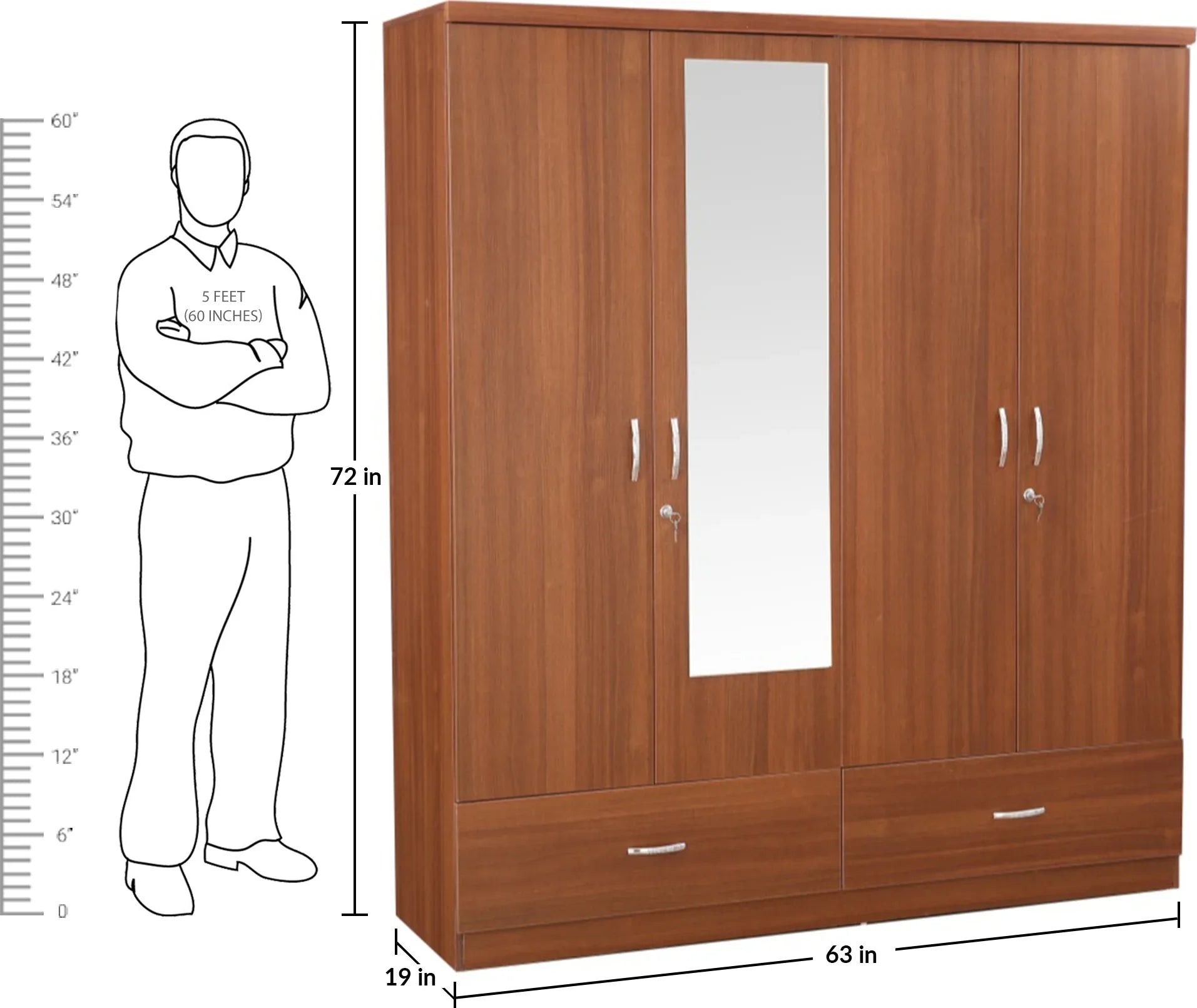 Ultima 4 door wardrobe in Walnut Finish - HomeTown