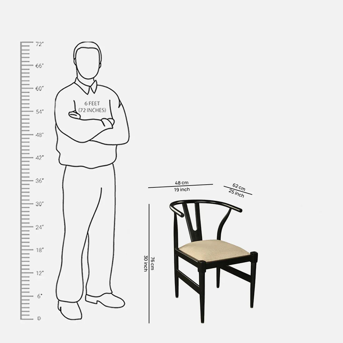 Kira Solidwood Wishbone Chair in Walnut Colour - HomeTown