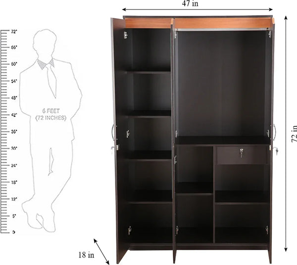 Swirl 3 Door Wardrobe Wenge dimensions