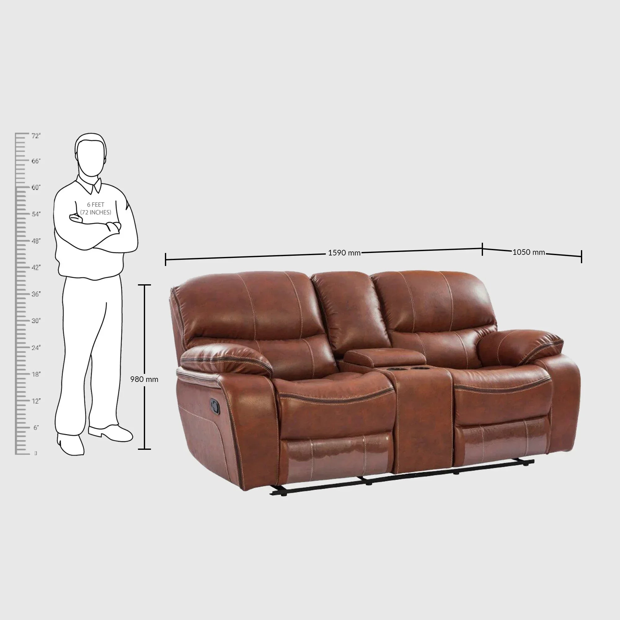 Tigris Leatherette Recliner In Brown Colour - HomeTown