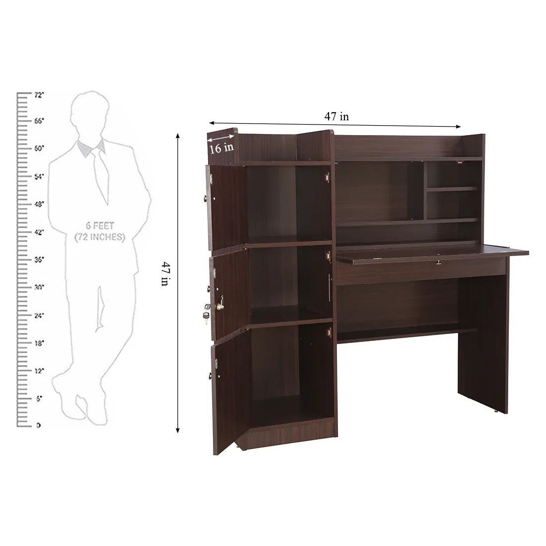 Vento Engineered Wood Study Table in Wenge Colour - HomeTown