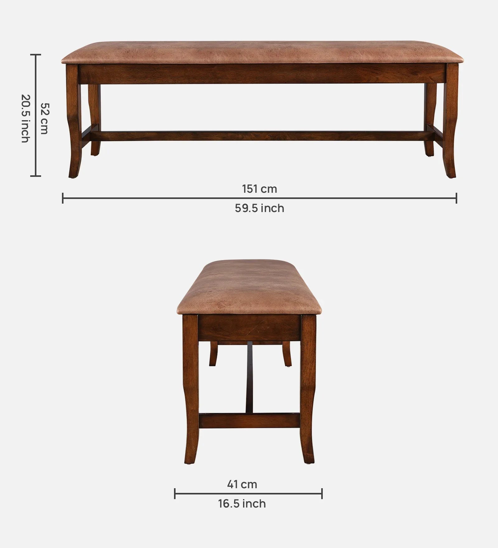 Nexus Solidwood Dining Bench in Antique Cherry Colour - HomeTown