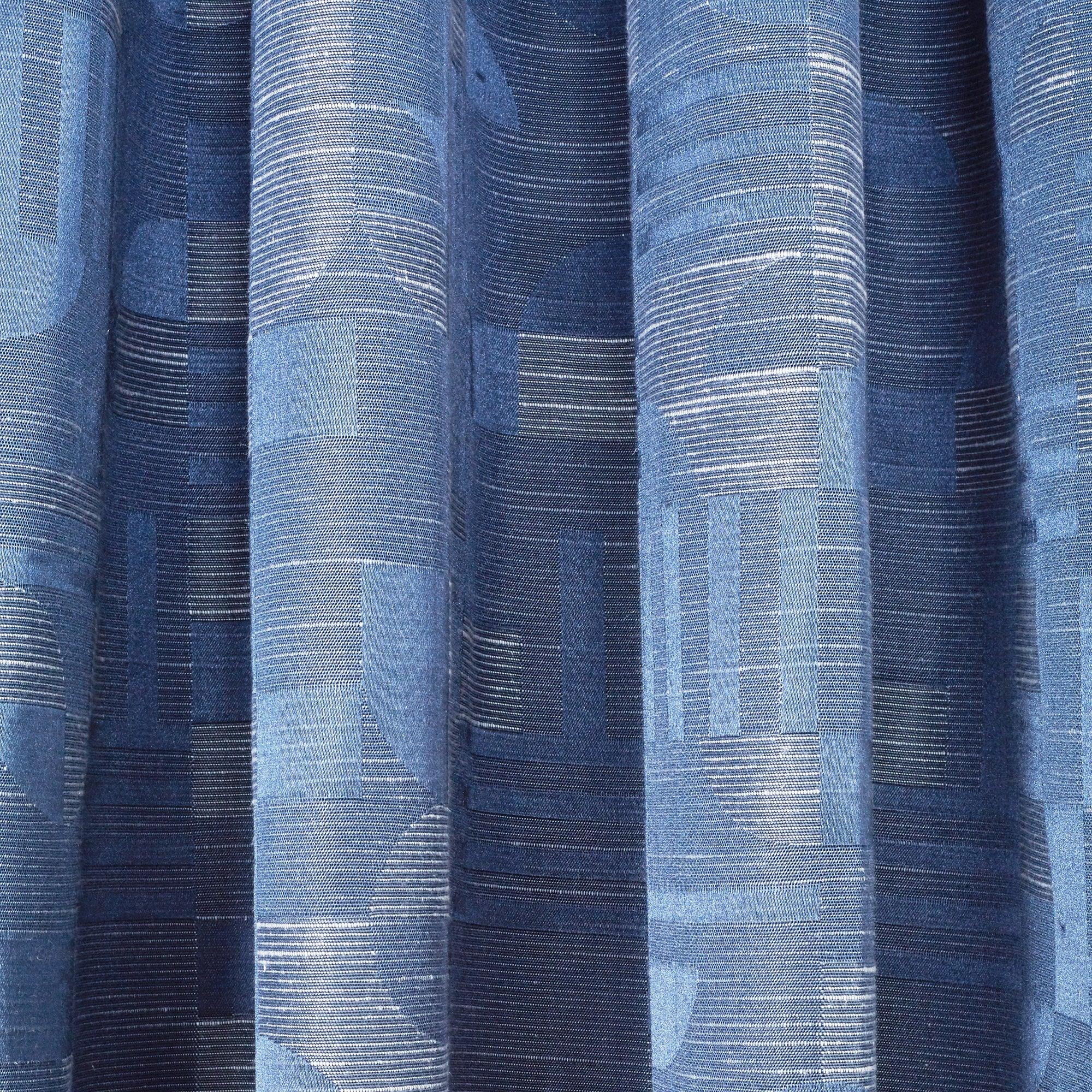 Fiesta Set of 2 Jacquard Dim Out Curtains 7 Feet in Navy Colour - HomeTown