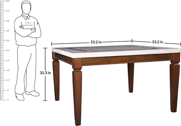 Bliss Marble Top 6 Seater Dining Table with Inlay in Beige Colour dimensions