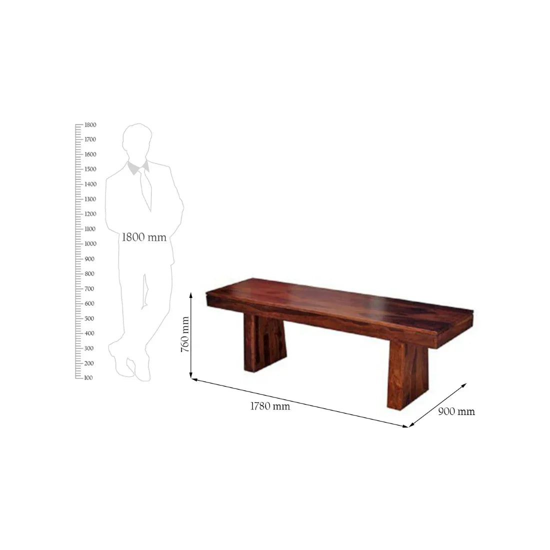 Austin Sheesham Wood(Rosewood) 6 Seater Dining Table in Honey Colour - HomeTown