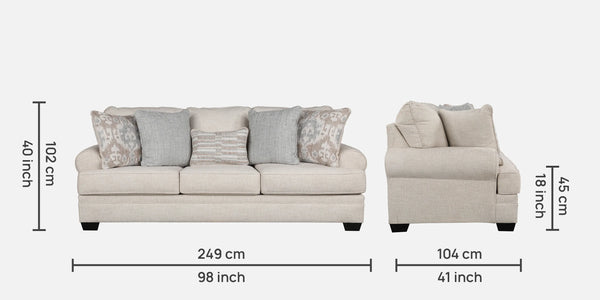 Thames Fabric Sofa in Beige Color | 3 Seater dimensions