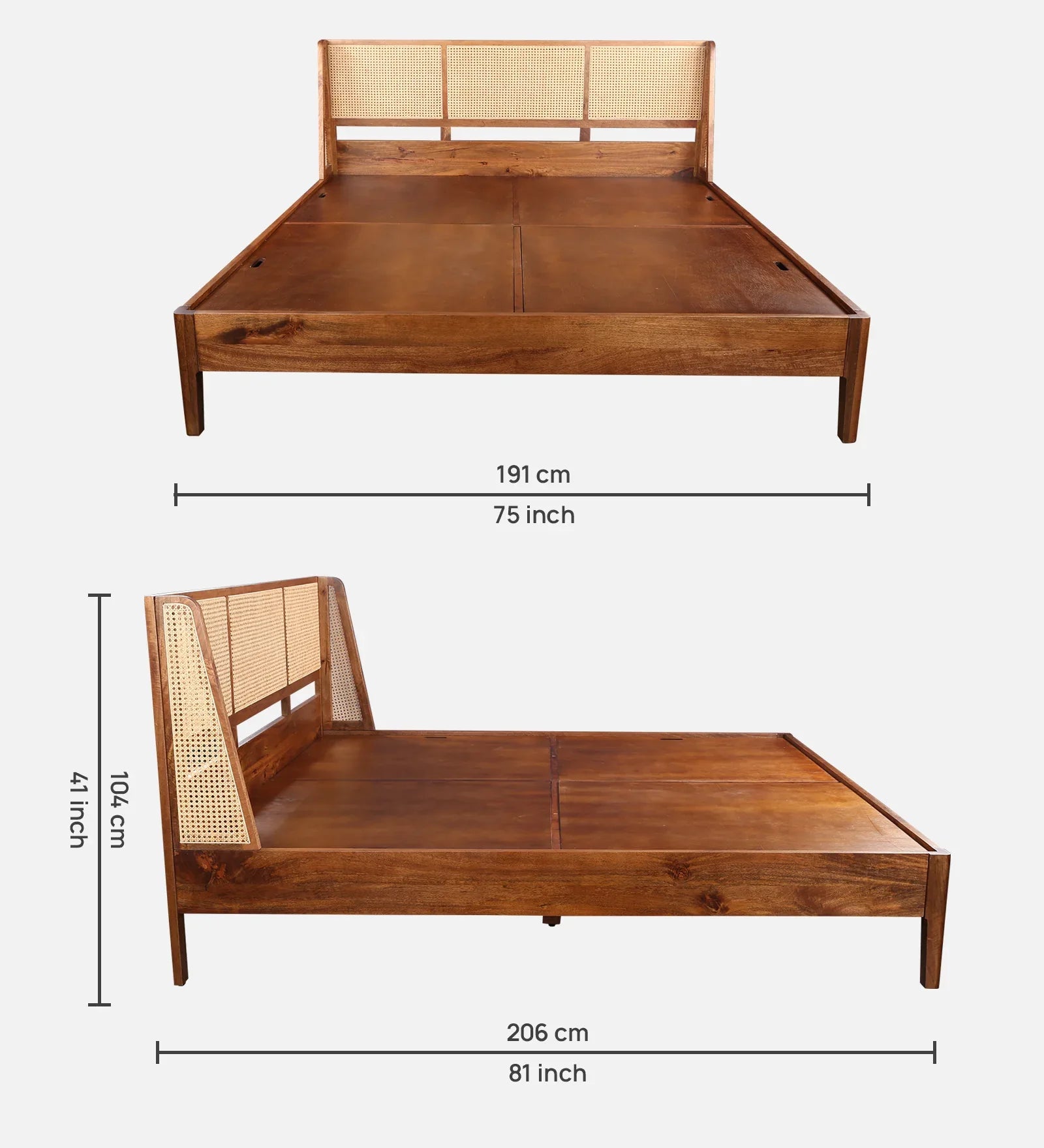 Siam Acacia Wood King Bed in Honey Colour - HomeTown