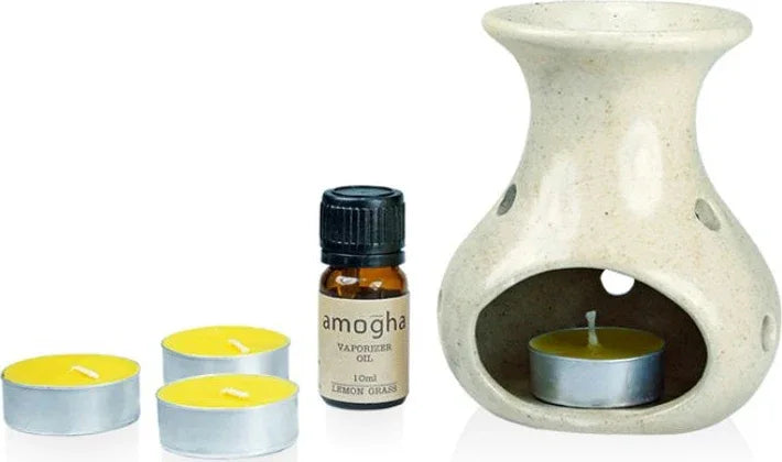 Amogha Ceramic Vapouriser Set in Lemongrass Colour - HomeTown