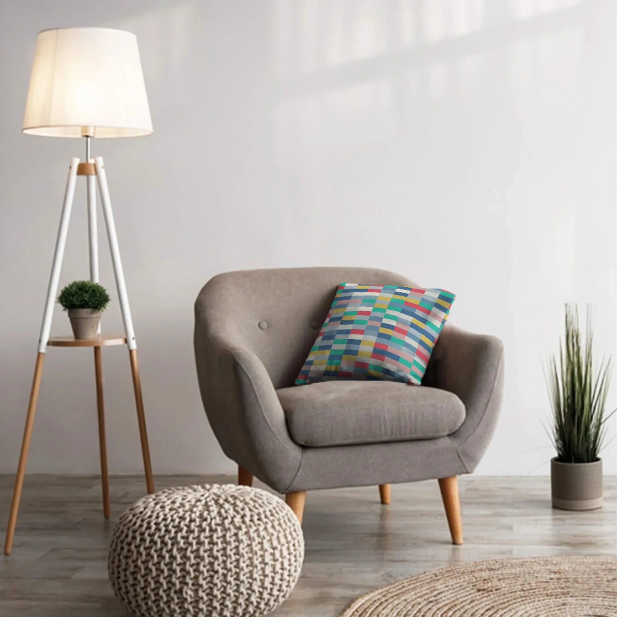 Pop Modern Reversible Brick Digital Cushion Cover 40x40 Cm in Multi Colour - HomeTown