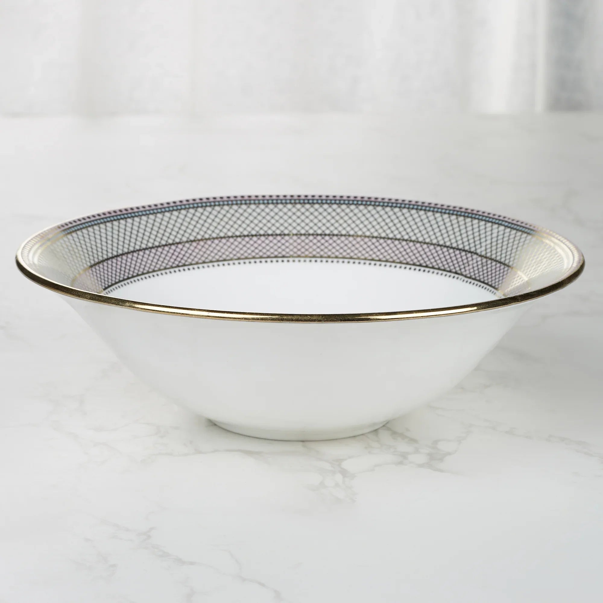 Amour Real Gold-Plated Bone China Charlotte Serving Bowl in Pink & White Colour - HomeTown