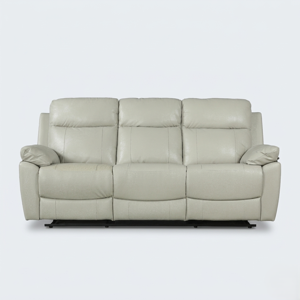 QUANTUM HALF LEATHER 3S RECLINER LT GREY