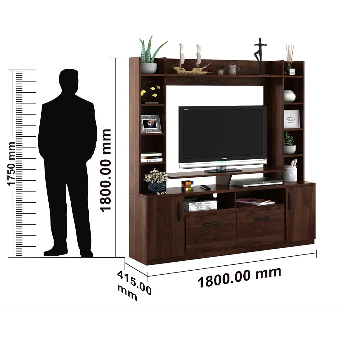 Antwerp Full Height TV Unit in Sheesham Colour - HomeTown