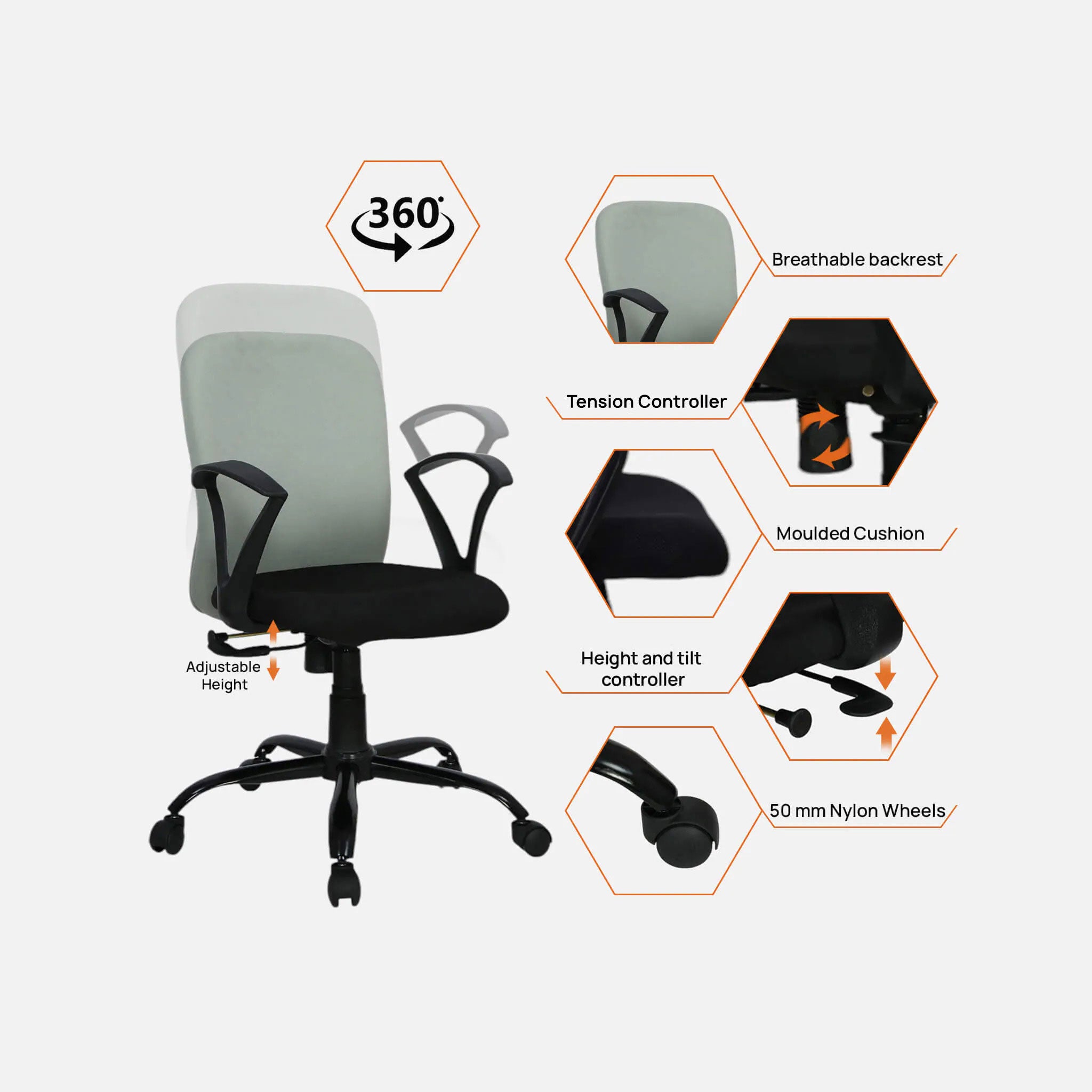 Ergoflex Office Chair Grey & Black