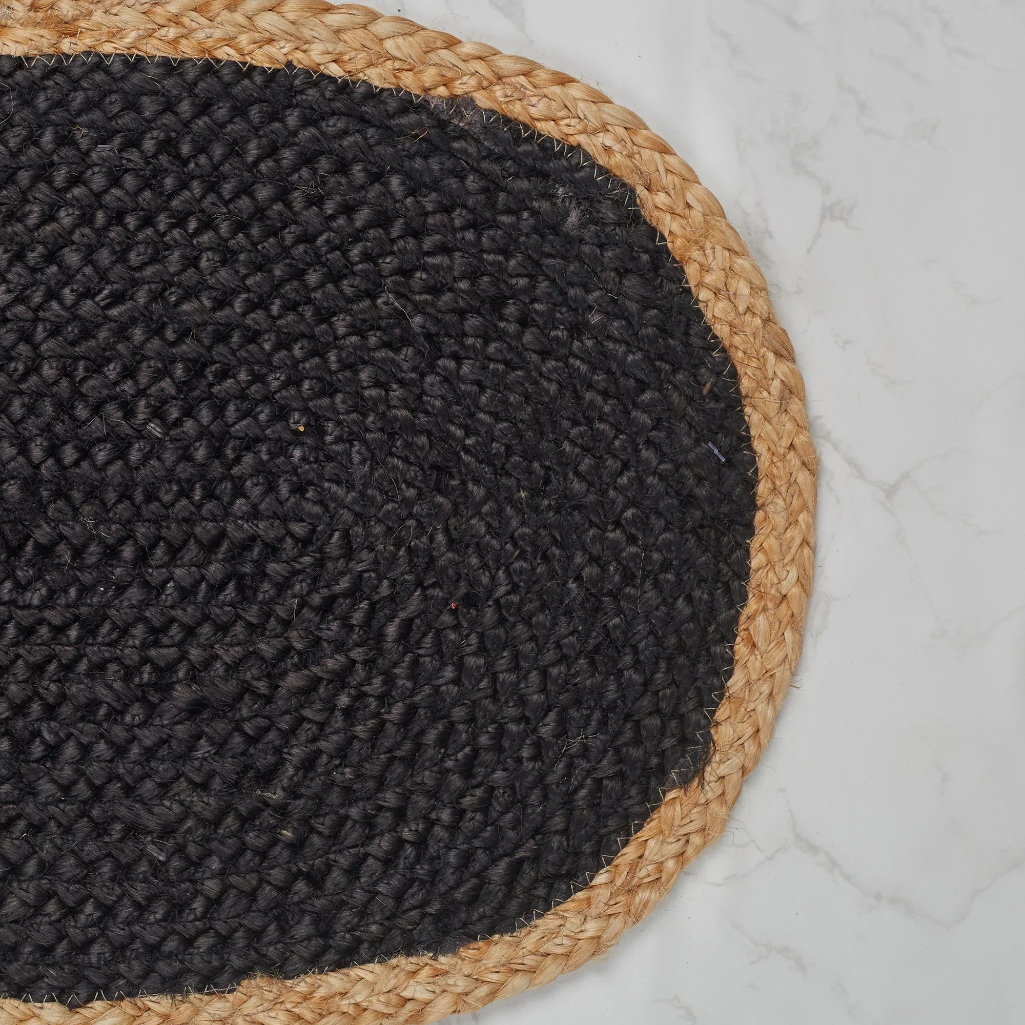 Ebony Handmade Jute Placemat 38x38 Cm in Black Colour - HomeTown