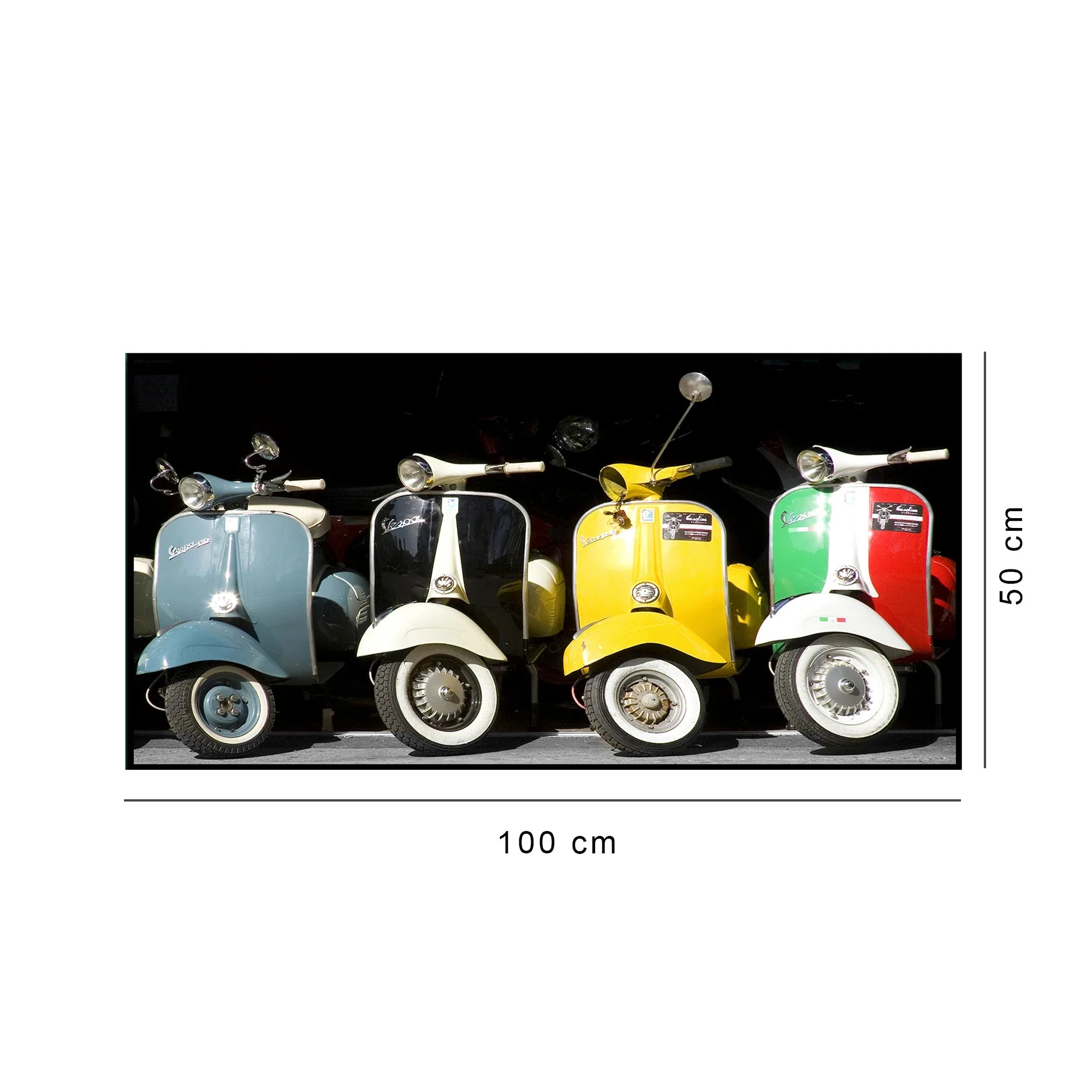 Simon Scooter Glossy Mdf Print Painting 100x50 Cm in Black And Multi Colour - HomeTown