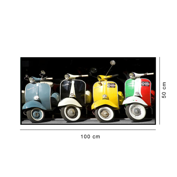 Simon  Scooter Glossy Mdf Print Painting 100x50 Cm in Black And Multi Colour dimensions
