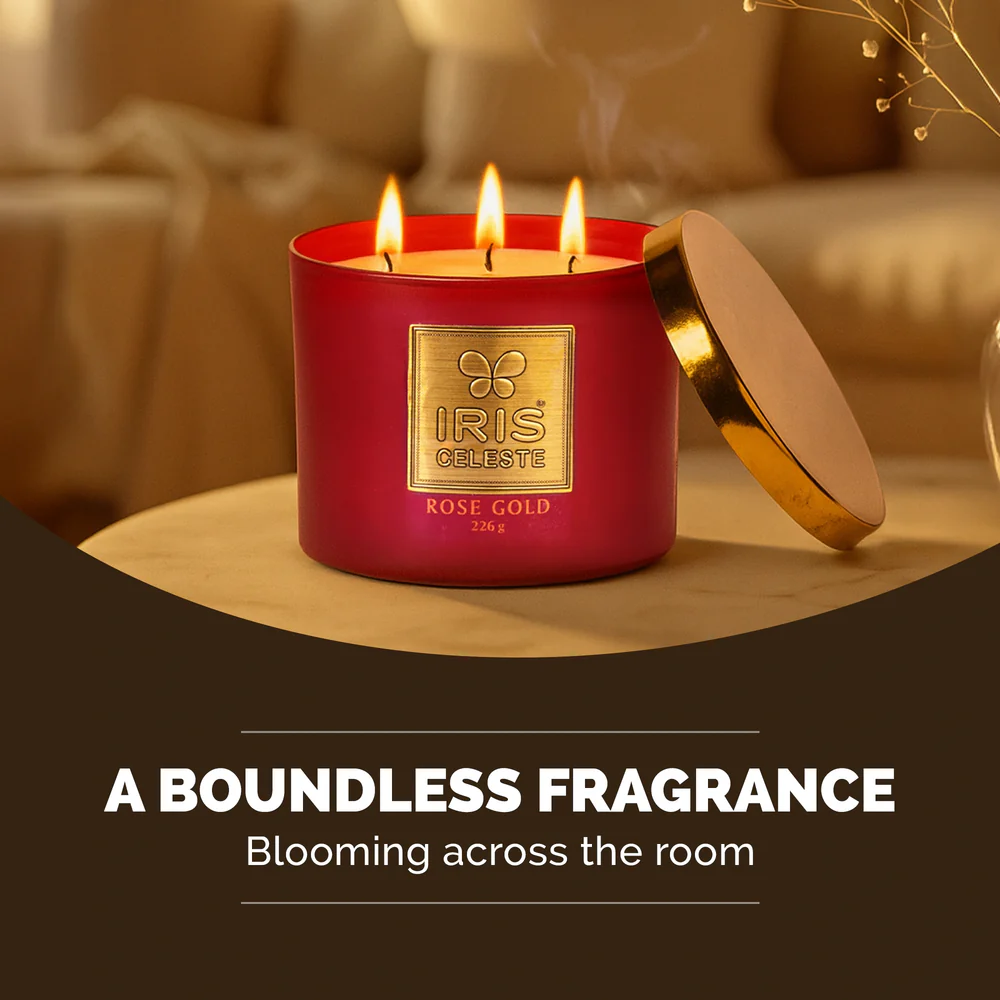 IRIS CELESTE  3 WICK CANDLE ICAC09014RG