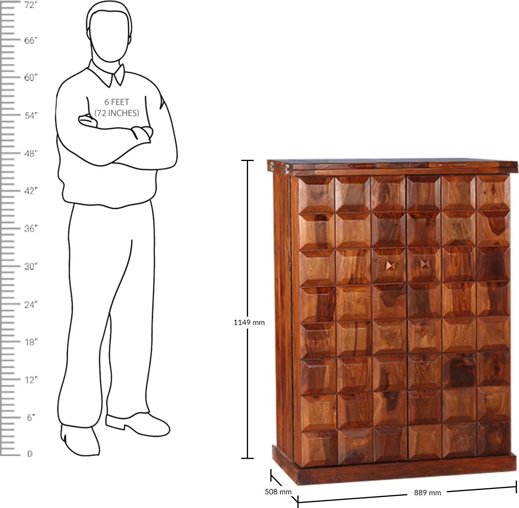 Woodrow Sheesham Wood(Rosewood) Bar Cabinet in HONEY Colour - HomeTown