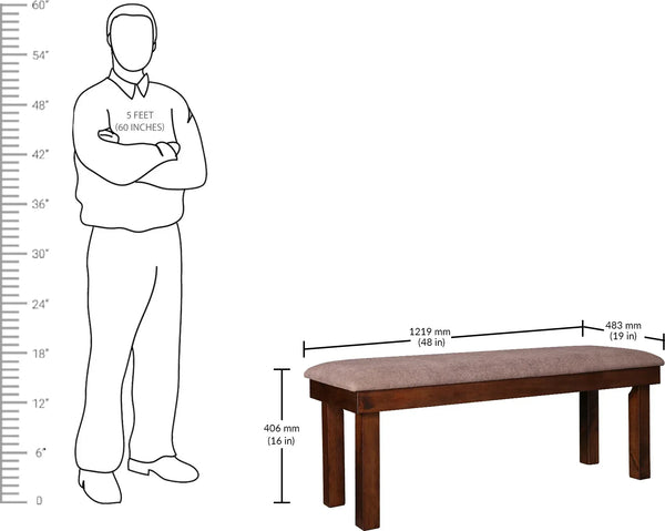 Hopton Solidwood Six Seater Bench in Walnut Colour dimensions