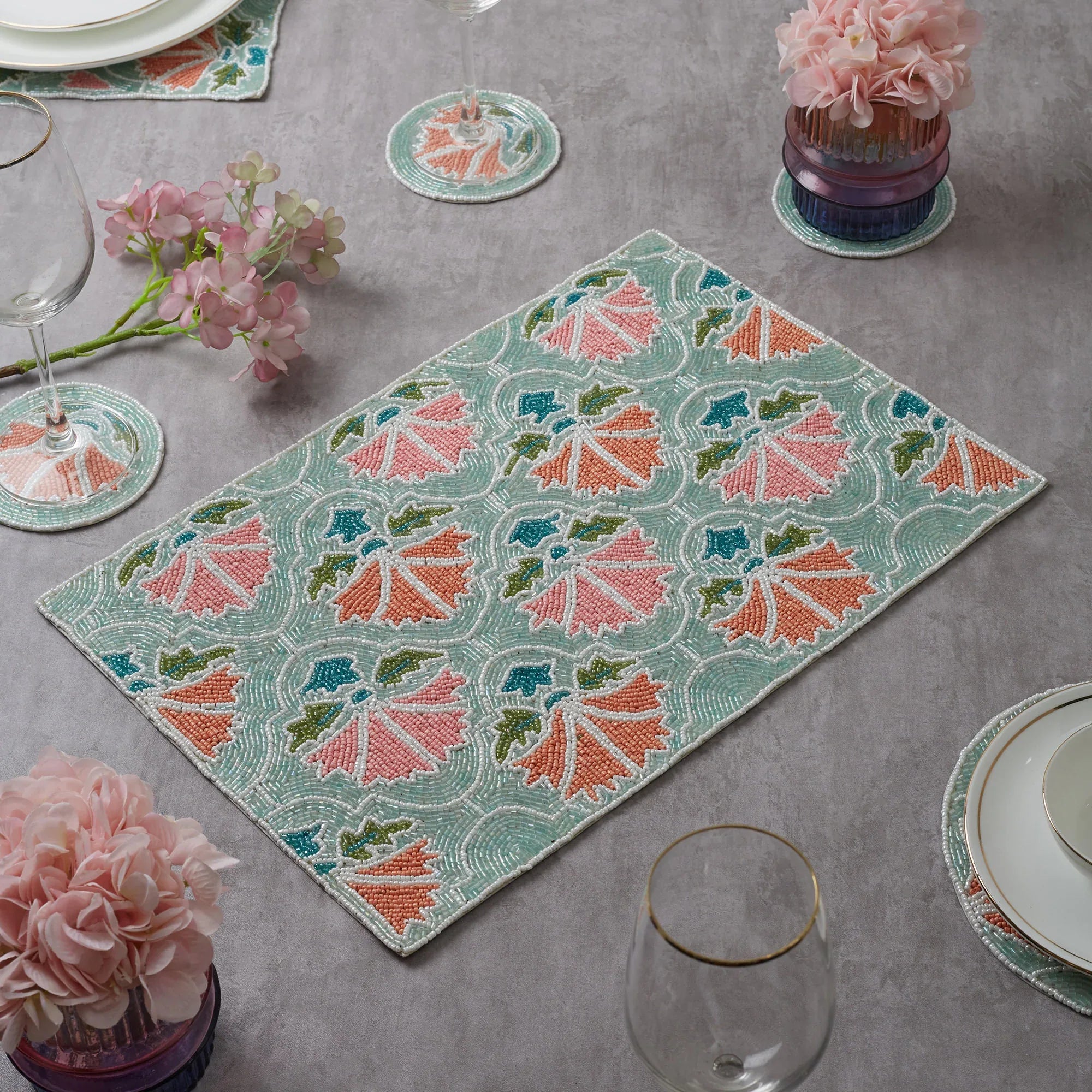 Anar Handmade Beaded Placemat 30x45 Cm in Multi Colour - HomeTown