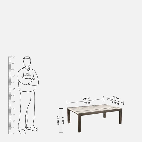 Solstice Marble Center Table in White & Black Colour dimensions