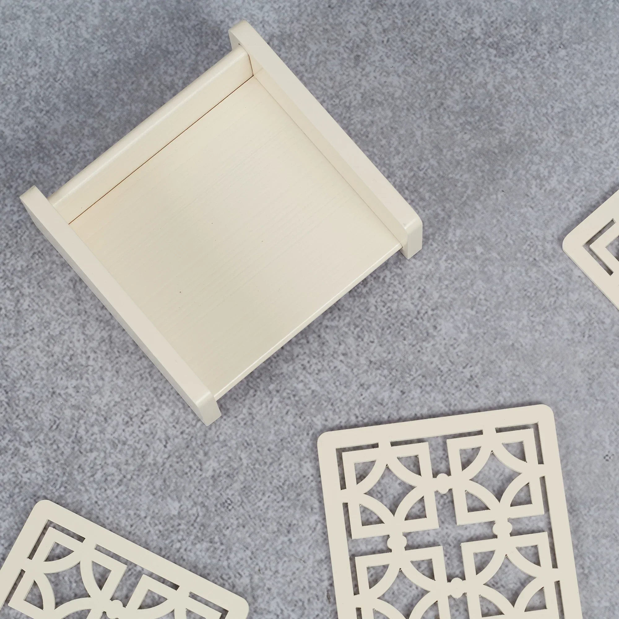 Laser Engineered Wood Coaster Set Of 6 in Multi Colour - HomeTown