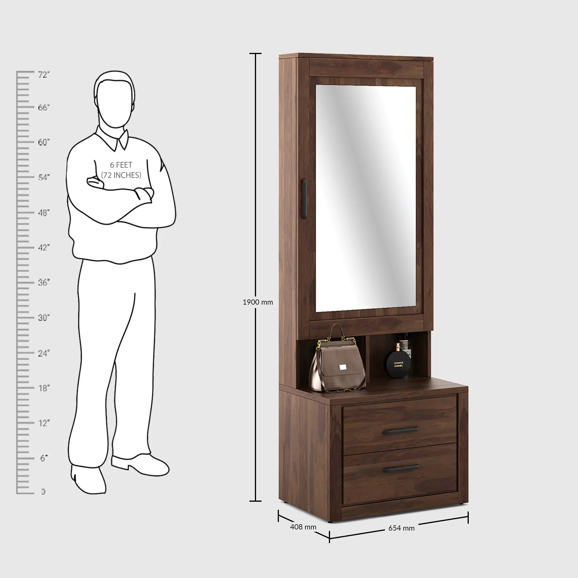 Antwerp Dresser With Mirror in Sheesham Colour - HomeTown