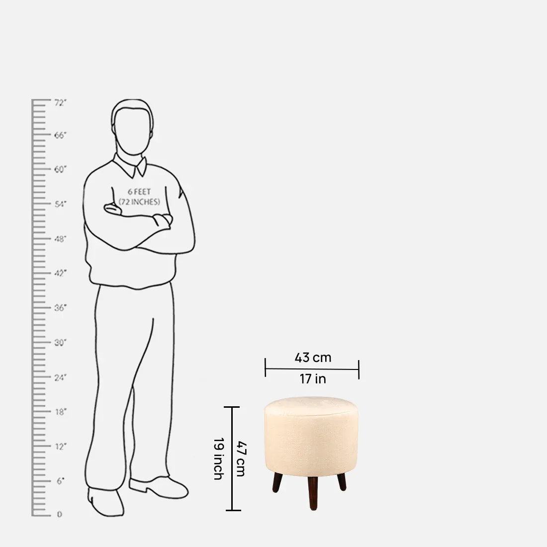 Ordhid Fabric Ottomans in Peach Colour - HomeTown