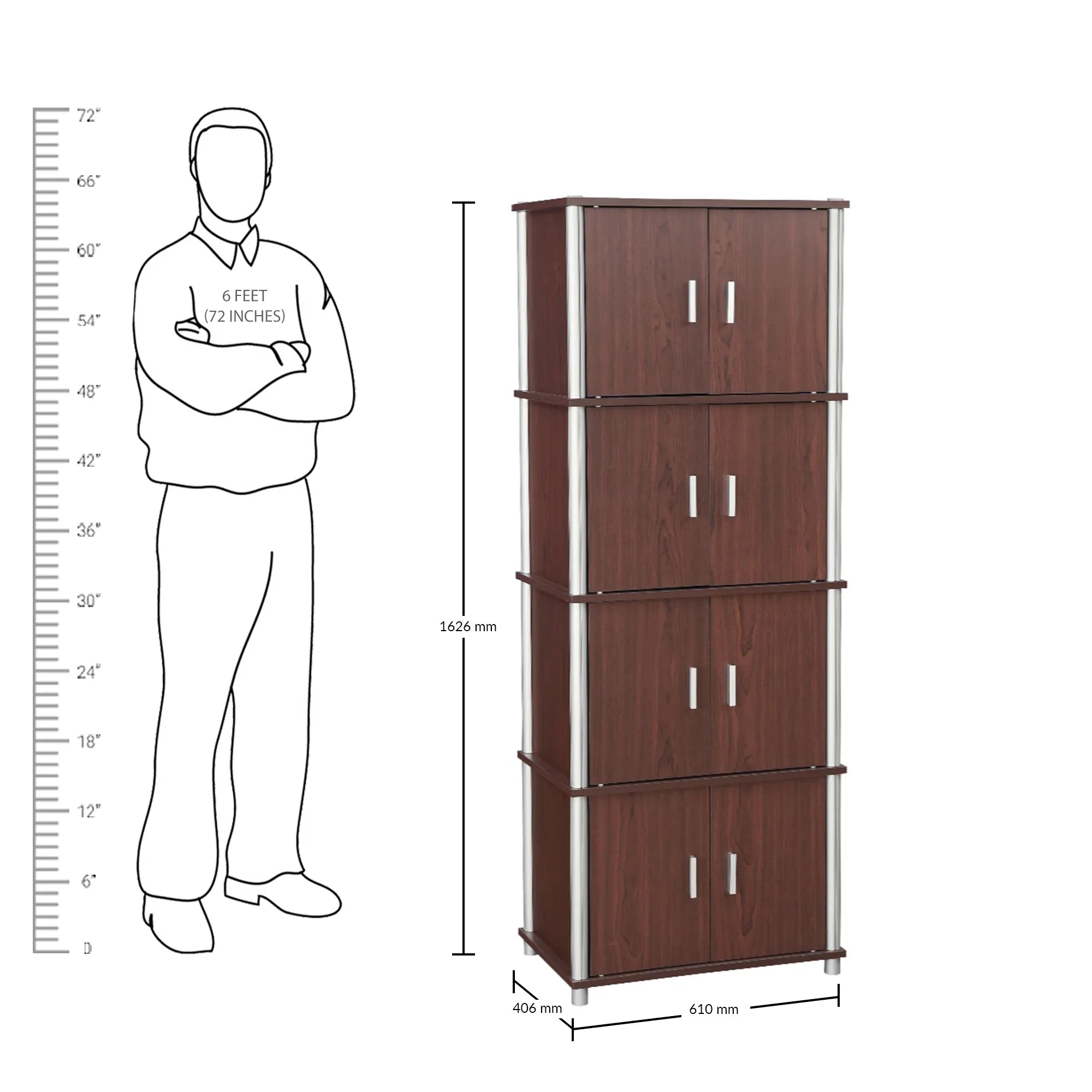 Jacob Engineered Wood Multipurpose Cabinet in Cherry Brown Colour - HomeTown