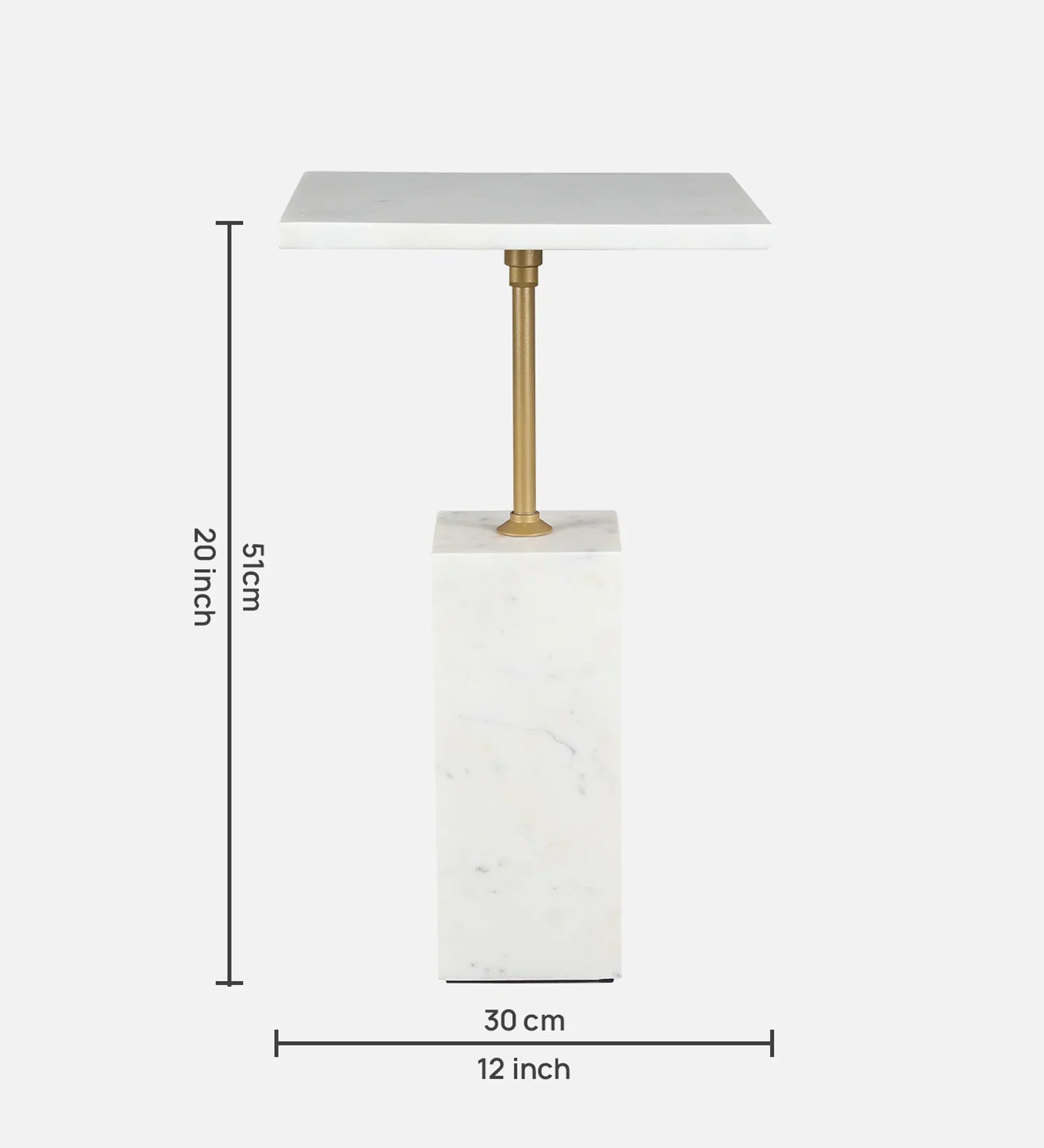 Matias Marble Top Side Table in White and Gold Colour - HomeTown