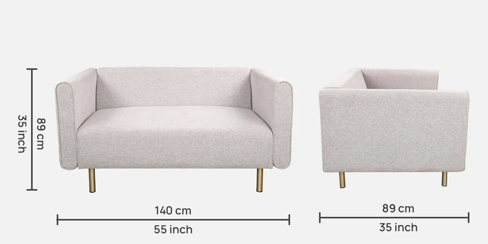 Asher Fabric Two Seater Sofa in Grey Colour - HomeTown