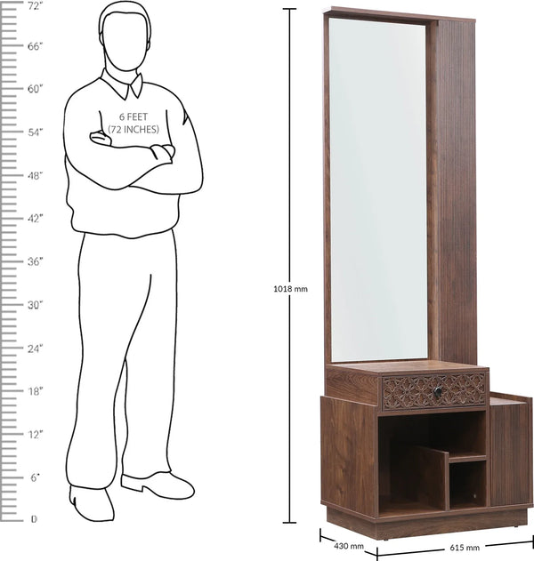 Hugo Dresser With Mirror in Walnut Colour dimensions
