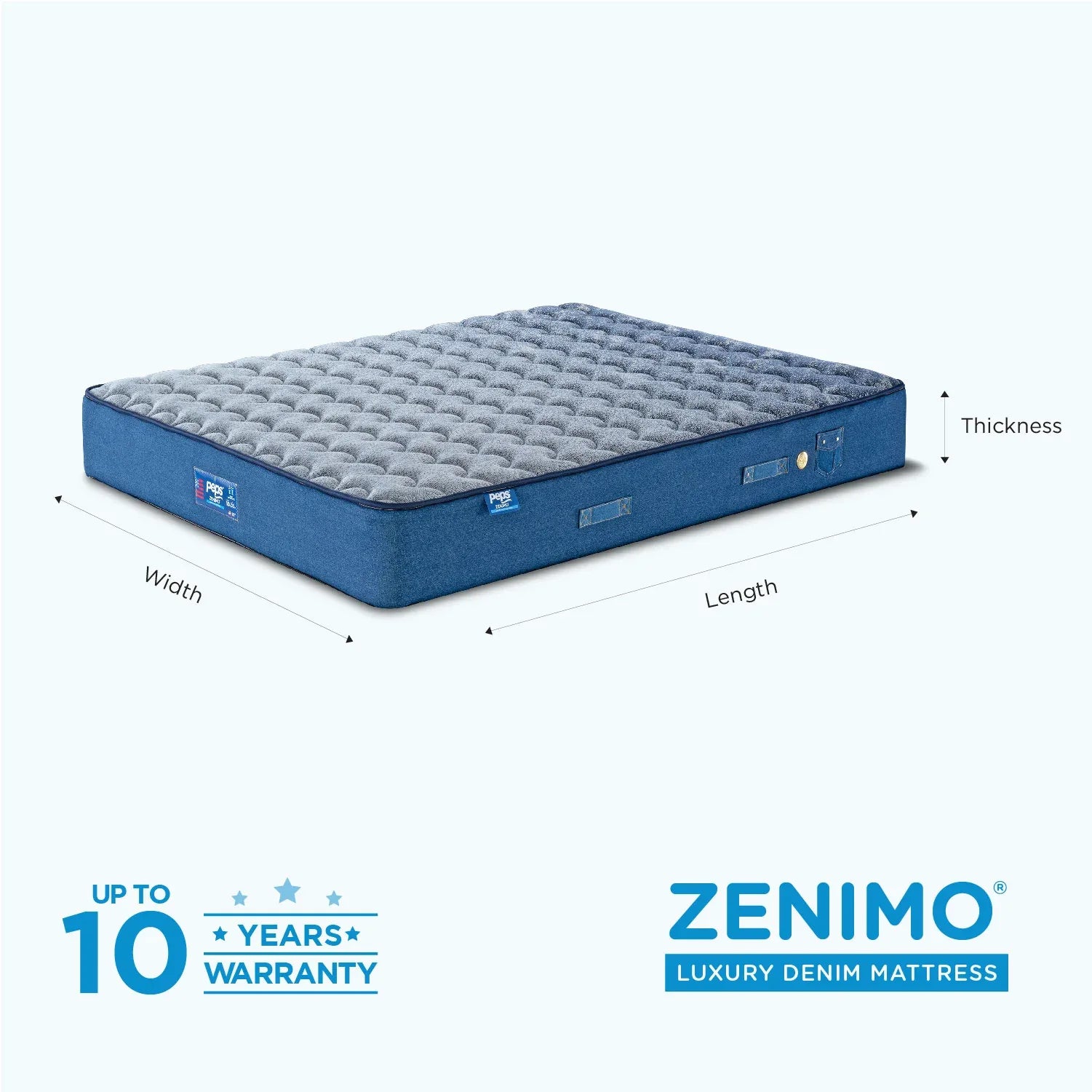 Zenimo Pocket Spring Single Mattress 72x36x8 Inch in Blue Colour - HomeTown