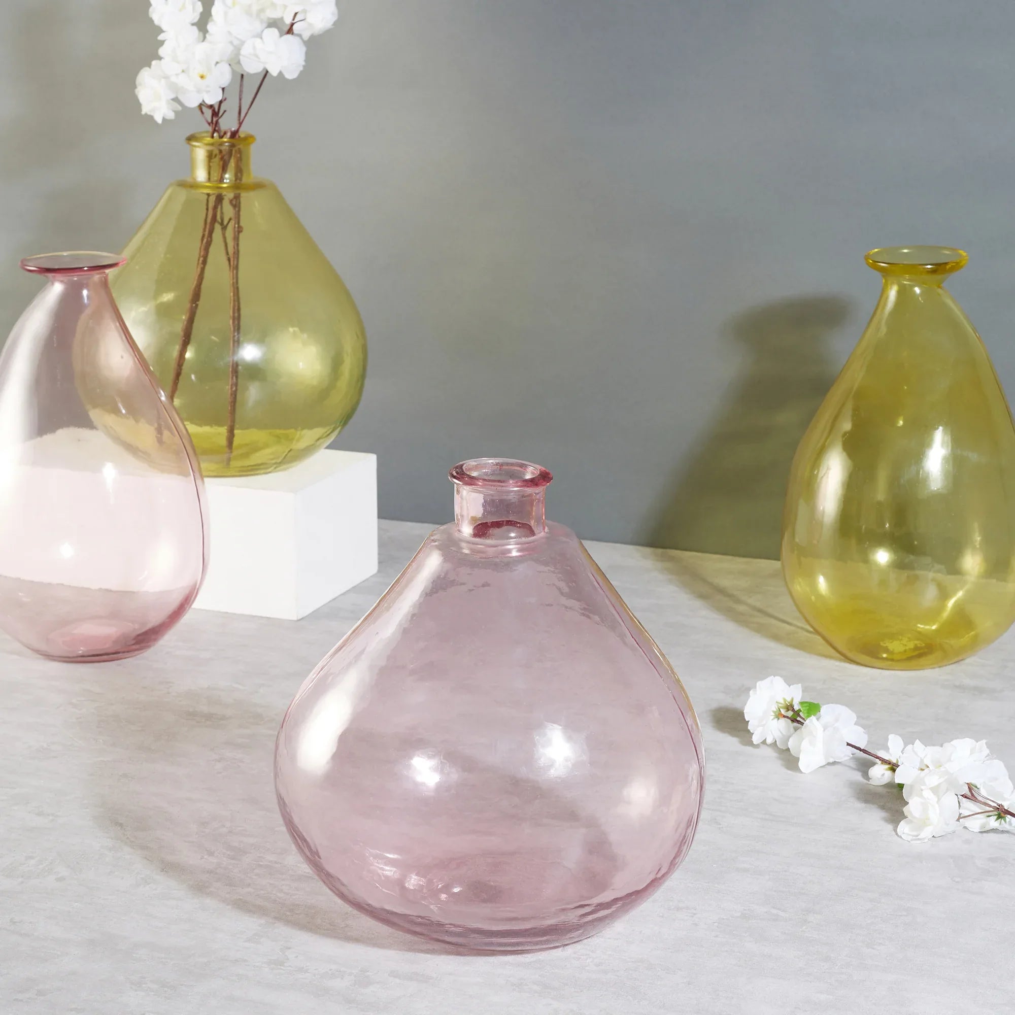Phiona Glass Modern Organic Shapped Handcrafted Vase 32 Cm in Blush Colour - HomeTown