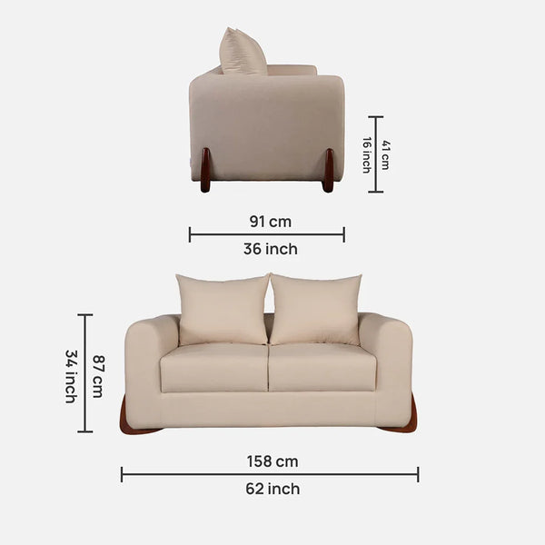 Bodhi Fabric Sofa in Beige | 2 Seater dimensions