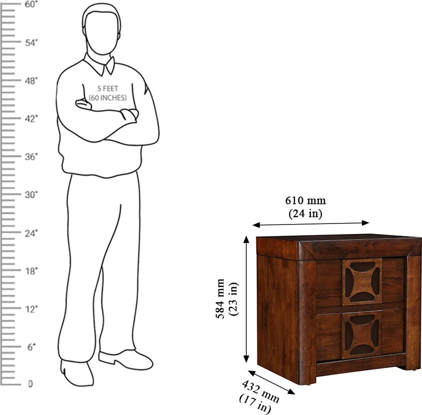 Casablanca Solidwood Night Stand in Walnut Colour - HomeTown