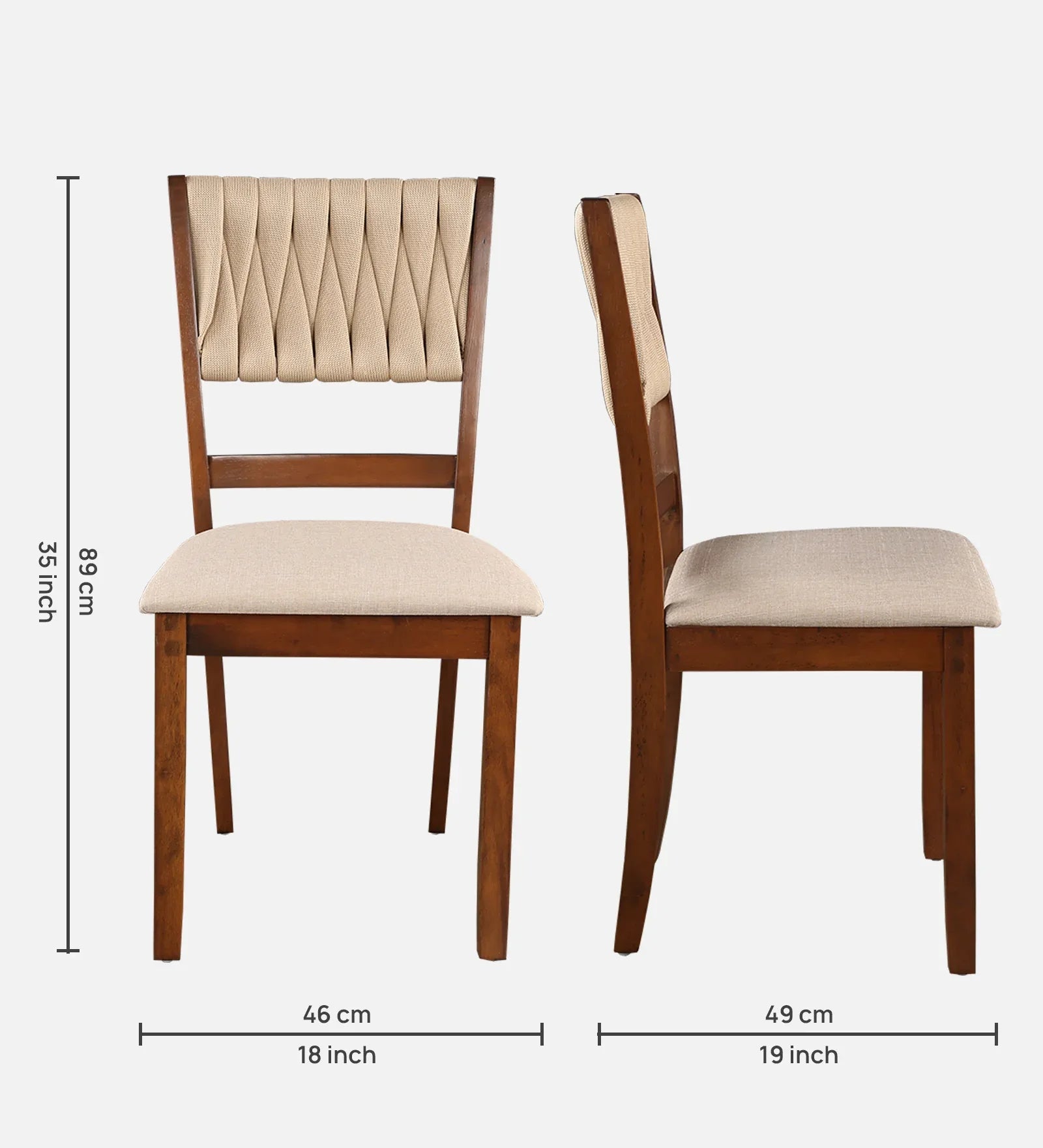 Quest Rubberwood Dining Chair Set of 2 in Walnut Colour - HomeTown