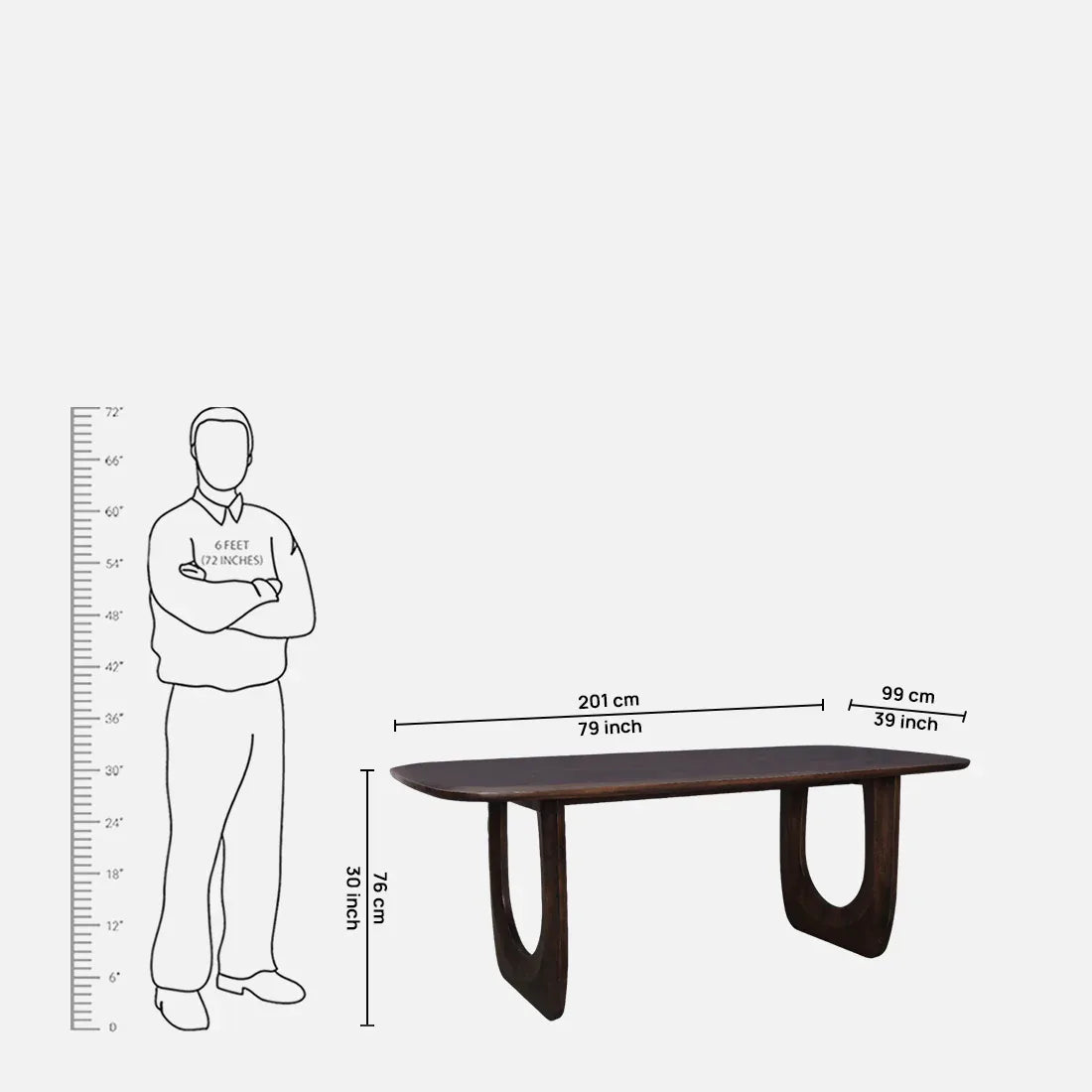 Cressida Solidwood Six Seater Dining Table in Walnut Colour - HomeTown