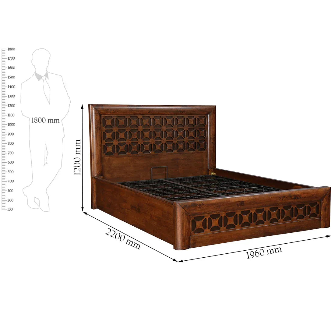 Casablanca Solidwood Bed with Hydraulic Storage in Premium Walnut Finish - HomeTown